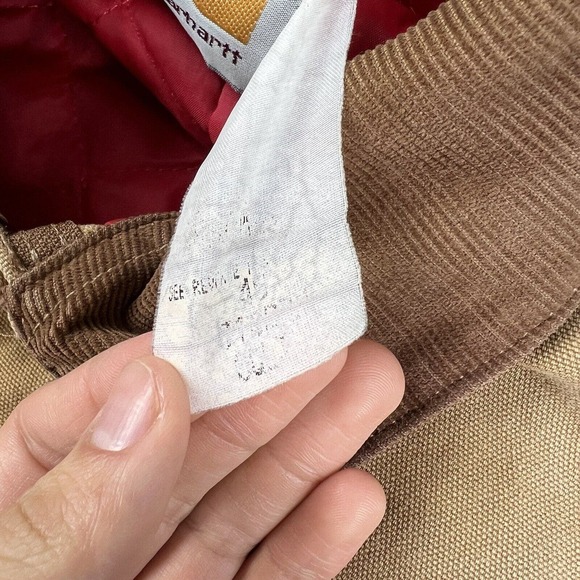 Vtg 90s Carhartt Detroit Jacket Mens Size 48 Red Quilted Lined Workwear Thrashed - Picture 6 of 10